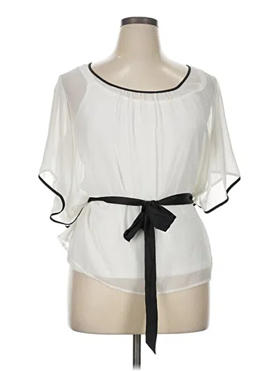 Pre-owned Ab Studio Short Sleeve Blouse In White