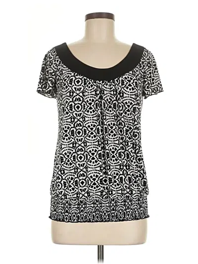 Pre-owned Ab Studio Short Sleeve Top Black Scoop Neck Tops