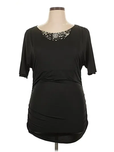 Pre-owned Ab Studio Short Sleeve Top Black Scoop Neck Tops