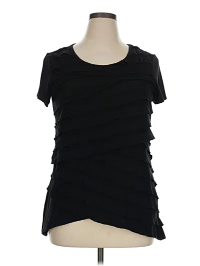 Pre-owned Ab Studio Short Sleeve Top Black Scoop Neck Tops