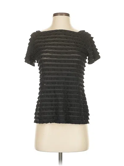 Pre-owned Ab Studio Short Sleeve Top Black Sweetheart Neckline Tops