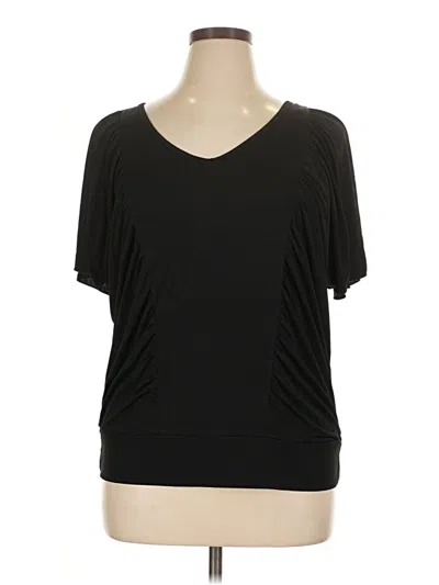 Pre-owned Ab Studio Short Sleeve Top Black V Neck Tops