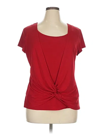 Pre-owned Ab Studio Short Sleeve Top Red Scoop Neck Tops