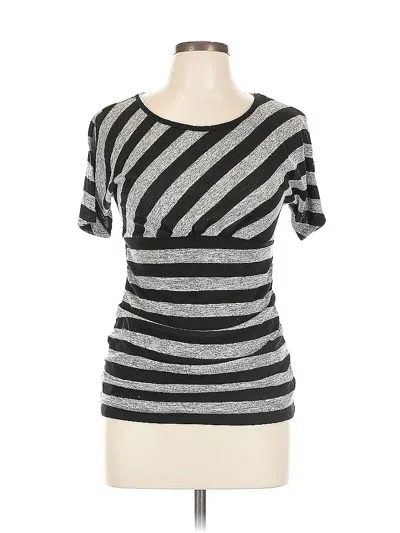 Pre-owned Ab Studio Short Sleeve Top Silver Scoop Neck Tops