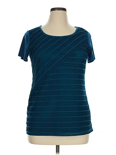 Pre-owned Ab Studio Short Sleeve Top Teal Scoop Neck Tops