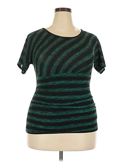 Pre-owned Ab Studio Short Sleeve Top Teal Scoop Neck Tops
