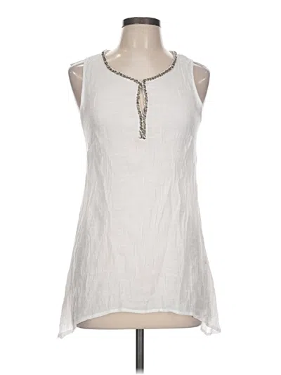 Pre-owned Ab Studio Sleeveless Blouse In White