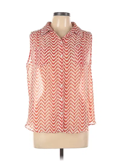 Pre-owned Ab Studio Sleeveless Button Down Shirt In Red