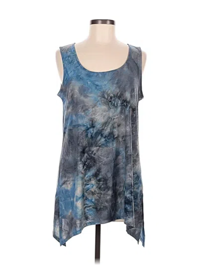 Pre-owned Ab Studio Sleeveless Top Blue Scoop Neck Tops