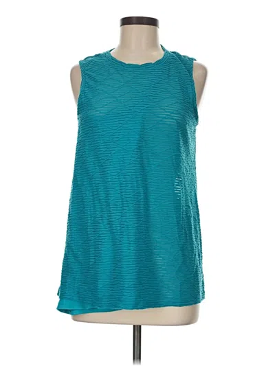 Pre-owned Ab Studio Sleeveless Top Teal Halter Neckline Tops In Blue