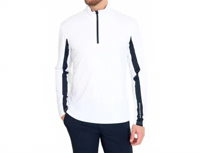 Abacus Sportswear Us Aloha Uv Cut Long Sleeve Golf Shirt (upf 50) In White/navy