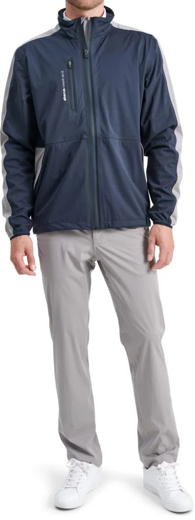 Abacus Sportswear Us Bounce Rain Jacket In Navy Grey In Blue