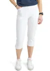 Abacus Sportswear Us Elite High Waist 4-ways Stretch Golf Capri Pants In White In White