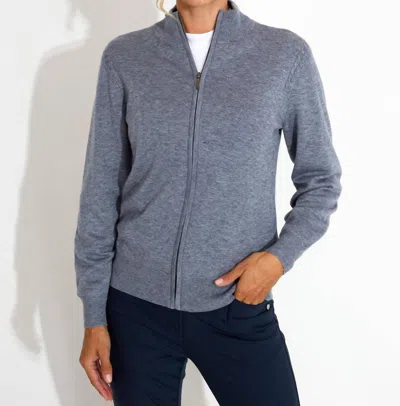 Abacus Sportswear Us Liffin Knitted Full Zip Windstopper In Grey Melange In Blue
