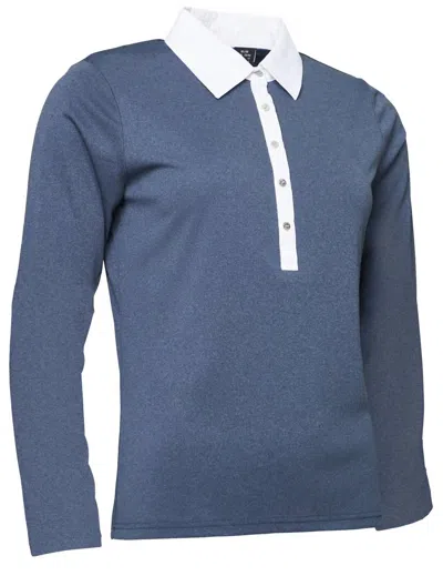 Abacus Sportswear Us Women Crail Long Sleeve Polo In Bteelblue Mel In Multi