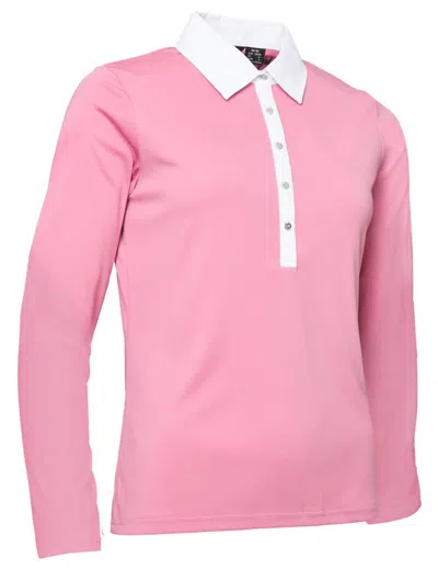 Abacus Sportswear Us Women Crail Long Sleeve Polo In Rhubarb In Pink