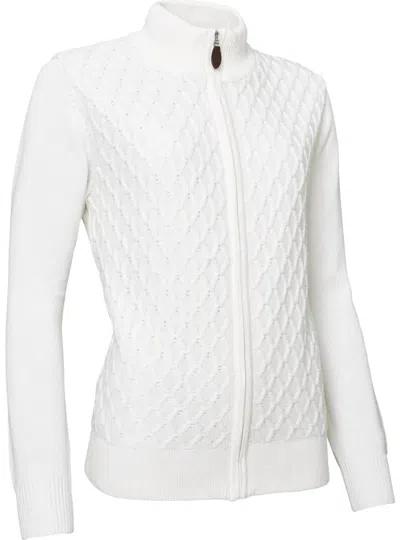 Abacus Sportswear Us Women Knitted Avondale Cardigan In Vanilla In White