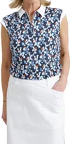 Abacus Sportswear Us Women Lily Sleeveless Polo In Navy Flower In Multi