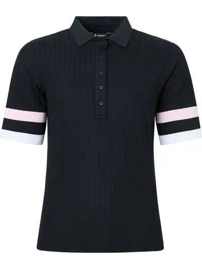 Abacus Sportswear Us Women Pebble Half Sleeve Polo In Black Begonia In Multi