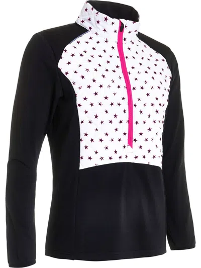 Abacus Sportswear Us Women's Troon Warm And Windproof Hybrid Half-zip Jacket In Black Star