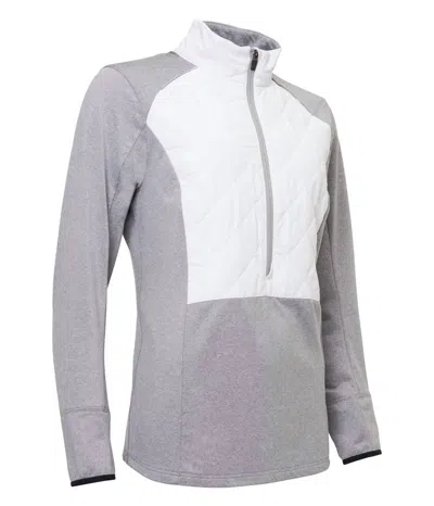 Abacus Sportswear Us Women's Troon Warm And Windproof Hybrid Half-zip Jacket In Grey Melange In Blue