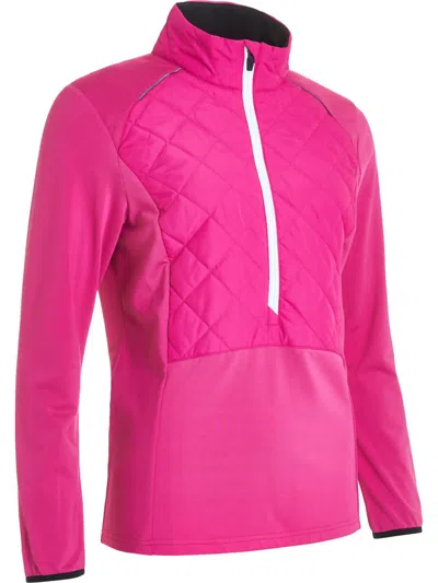 Abacus Sportswear Us Women's Troon Warm And Windproof Hybrid Half-zip Jacket In Powerpink In Multi