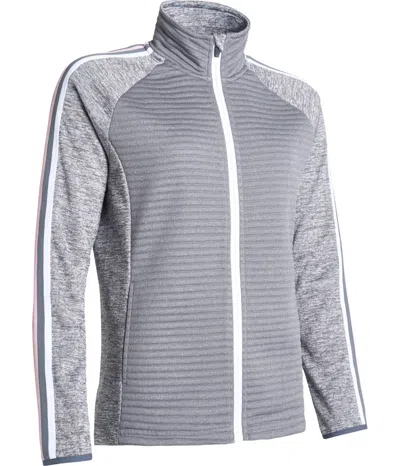 Abacus Sportswear Us Women Turnberry 3d Stripe Fullzip Cardigan In Granite In Black