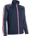 Abacus Sportswear Us Women Turnberry 3d Stripe Fullzip Cardigan In Navy In Blue