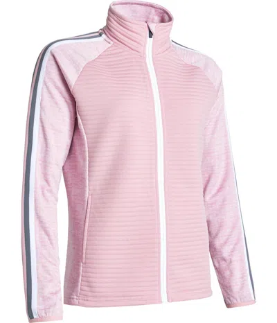 Abacus Sportswear Us Women Turnberry 3d Stripe Fullzip Cardigan In Rosebud In Pink