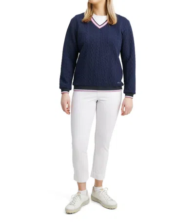 Abacus Sportswear Us Women Woburn Midlayer Pullover Sweater In Navy In Blue