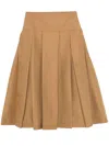 Abadia Brown Ochre Mid-length Pleated Layan Skirt In Blue