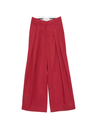 Abadia Double-pleat Trousers In Red