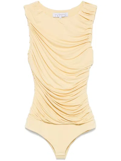 Abadia Draped Sleeveless Bodysuit For Women - Ss25 Collection In Yellow