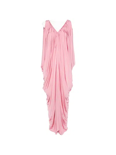 Abadia Draped V-neck Maxi Dress In Pink
