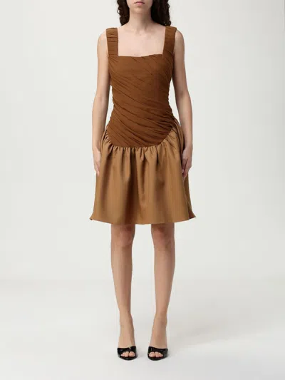 ABADIA DRESS ABADIA WOMAN COLOR BROWN,H00194032