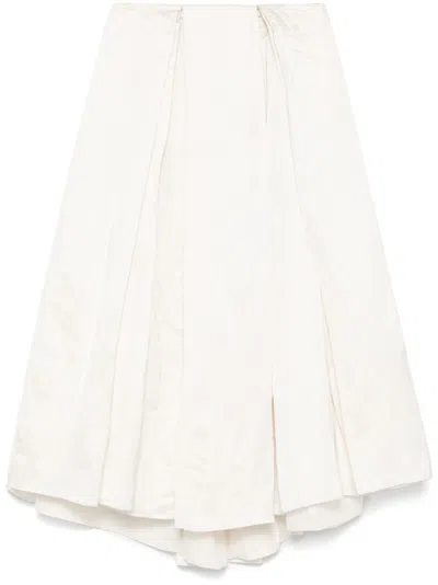 Abadia Elodie Mini Skirt With Pockets And Inverted Pleats In White