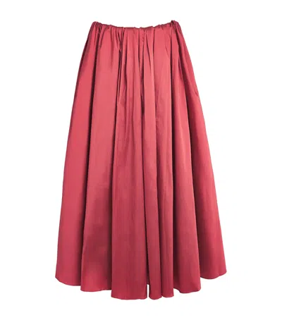 Abadia Elodie Pleated Midi Skirt In Red