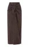 Abadia Knotted A Line Skirt In Stripe