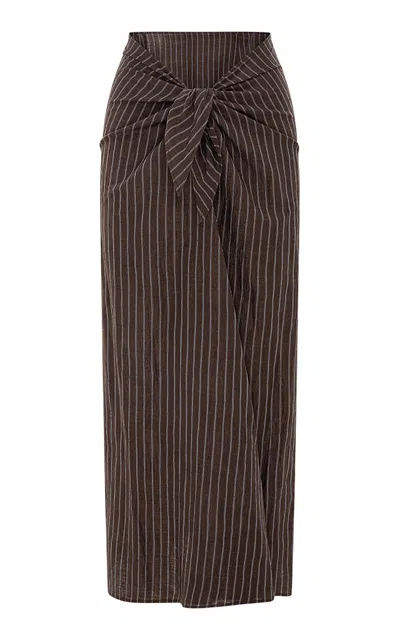 Abadia Knotted A Line Skirt In Stripe In Stripe