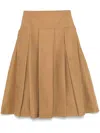 Abadia Brown Ochre Mid-length Pleated Layan Skirt In Blue