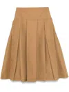 Abadia Brown Ochre Mid-length Pleated Layan Skirt In Brown