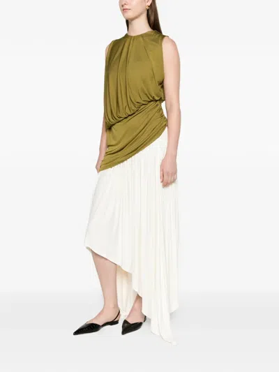 Abadia Layered Drape Top In Green