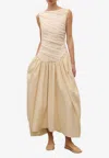 Abadia Ora Draped Maxi Dress In Cream
