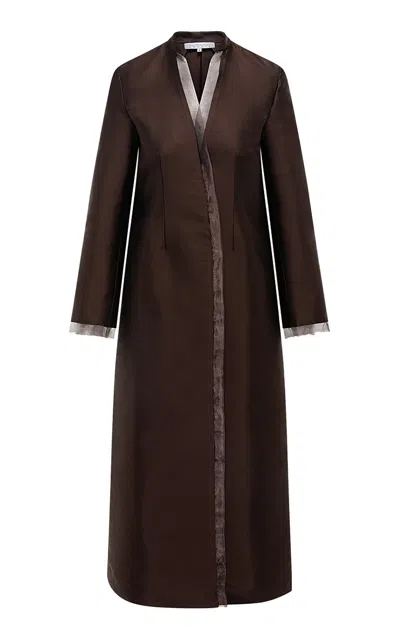 Abadia Peekaboo Organza Jacket In Brown