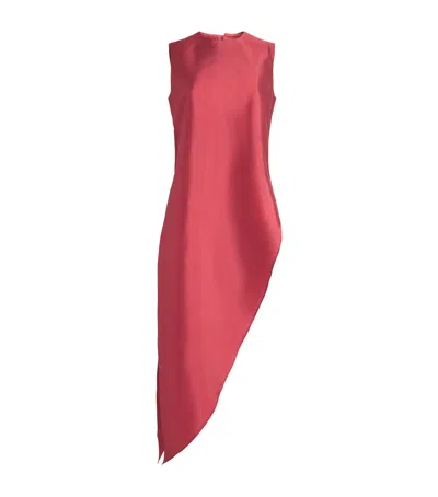 Abadia Satin Asymmetric Longline Top In Red