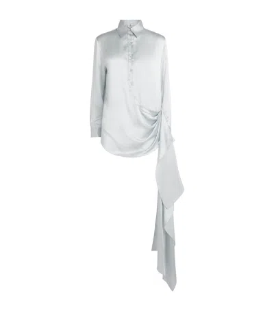 Abadia Scarf Drape Shirt In Gray