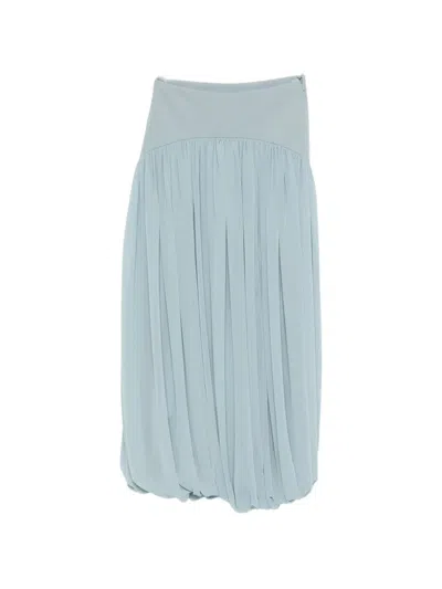 Abadia Suri Pleated Midi Skirt In Blue