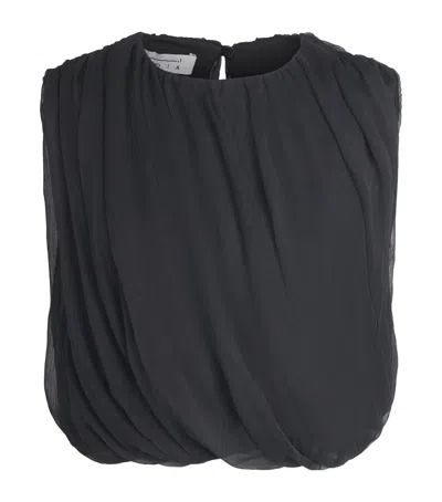 Abadia Twisted Bubble Top In Black