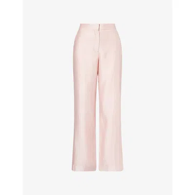 Abadia Womens Pink Relaxed Tailored Woven Trousers