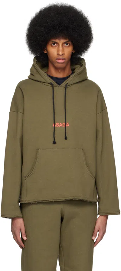 Abaga Velli Green Graphic Hoodie In Military Green/ Cyni